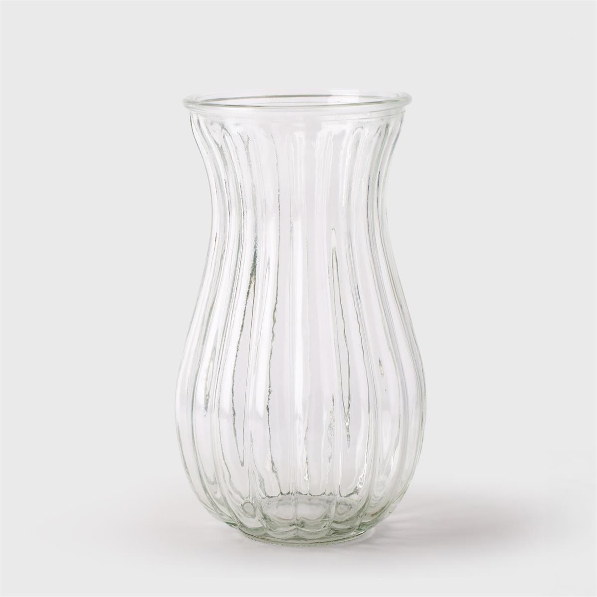 Vase Ribbed Wide Glass