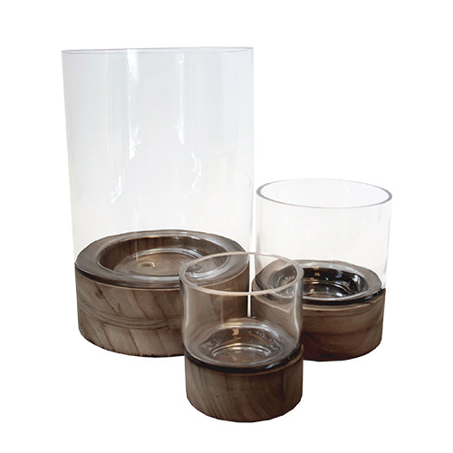 Vase avec base en bois